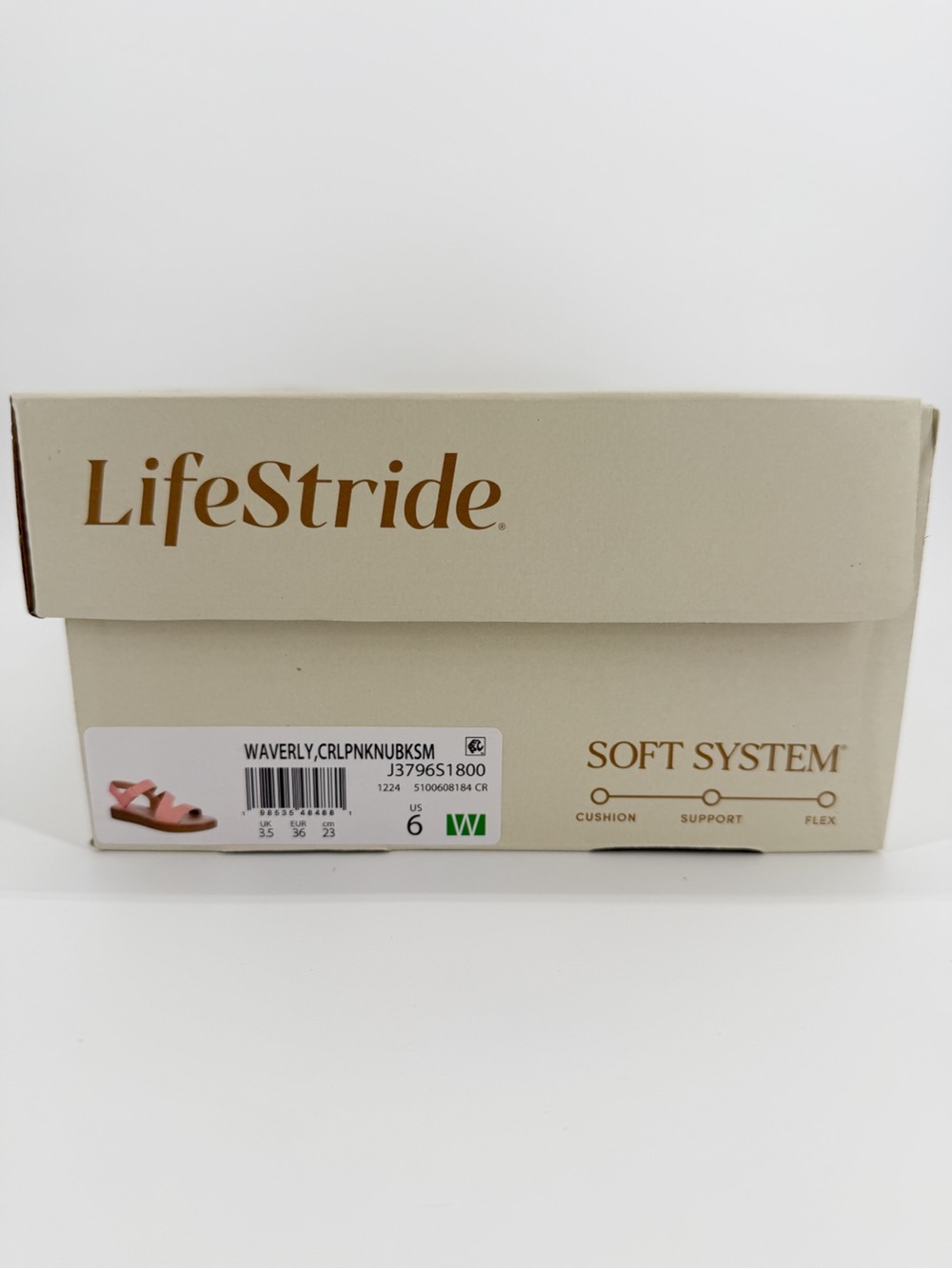 LifeStride Waverly Strappy Platform Sandals Hook & Loop Coral Pink 6W WIDE NEW - Picture 16 of 16